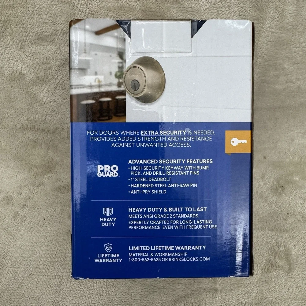 Brinks Pro Guard Deadbolt Antique Brass Keyed One Side ANSI Grade 2 (1 Key)